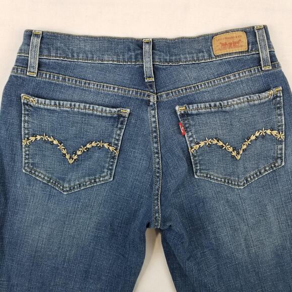 Levis 524 Jeans Womens 8 Too Superlow Flare 90s Stretch Floral Embroidered Denim - Picture 3 of 13